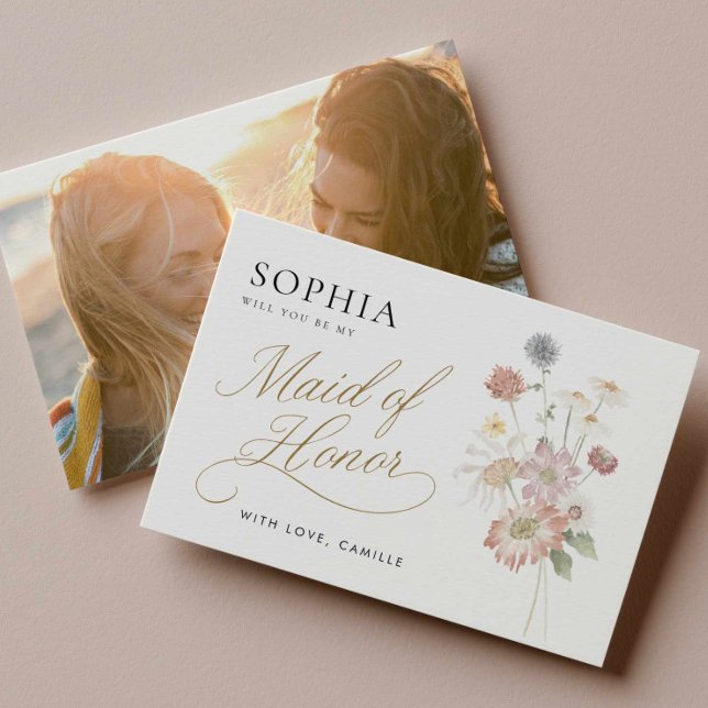 Wildflower Maid of Honor Proposal Card (Wildflower Theme Maid of Honor Proposal Card)