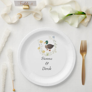 Wildflower Mallard Duck Wedding Paper Plates
