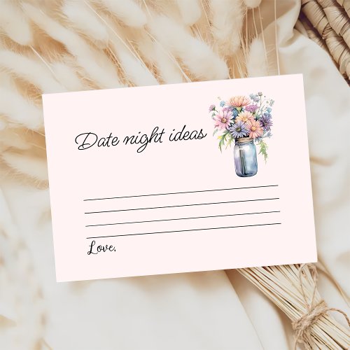 Wildflower Mason Jar Bridal Shower Date Game  Enclosure Card