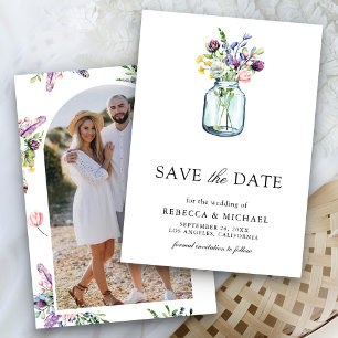 Wildflower Mason Jar Photo Wedding Save The Date