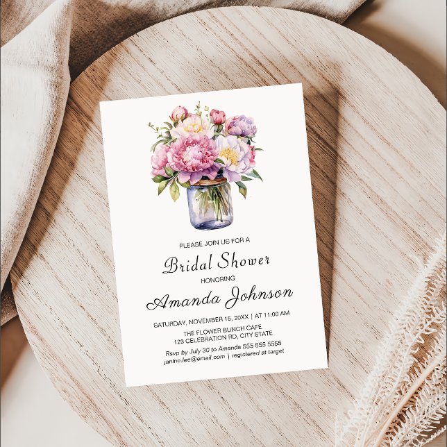Wildflower Mason Jar Rustic Bridal Shower  Invitation (Creator Uploaded)