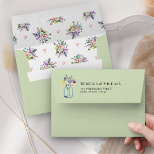 Wildflower Mason Jar Wedding Envelope
