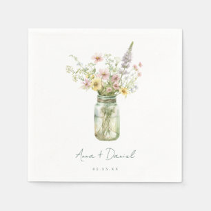 Wildflower Mason Jar Wedding Napkins