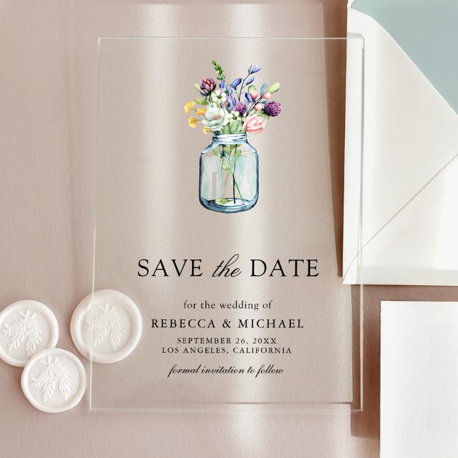 Wildflower Mason Jar Wedding Save the Date (Creator Uploaded)