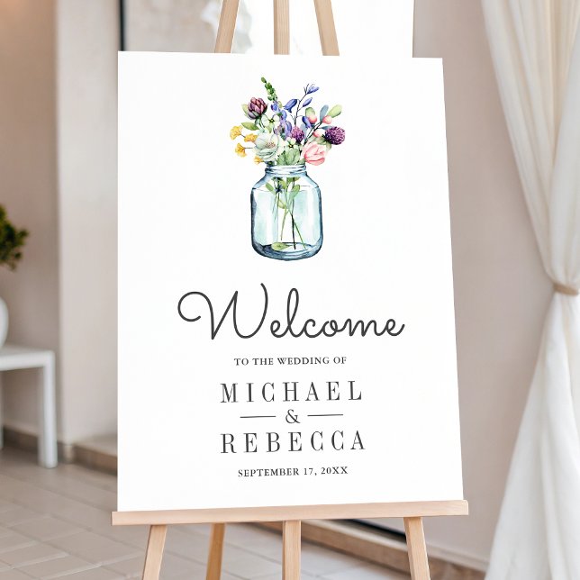 Wildflower Mason Jar Wedding Welcome Sign (Creator Uploaded)