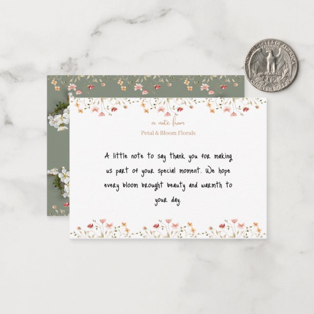 Wildflower Meadow "A Note From" Card (Front/Back In Situ)