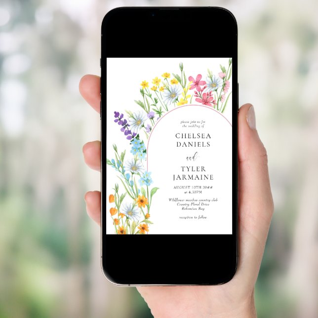 Wildflower Meadow Arch Elegant Floral Wedding Invitation (Front Digital)