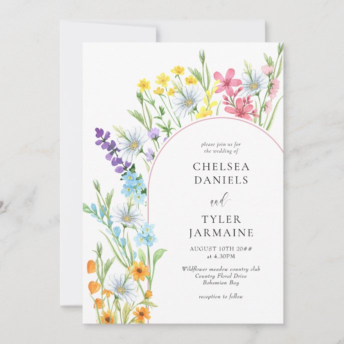 Wildflower Meadow Arch Elegant Floral Wedding Invitation