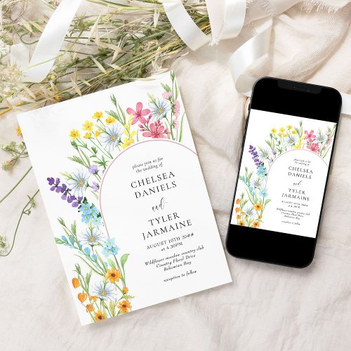 Wildflower Meadow Arch Elegant Floral Wedding Invitation