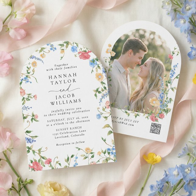 Wildflower Meadow Arch Photo Wedding Invitation (Creator Uploaded)