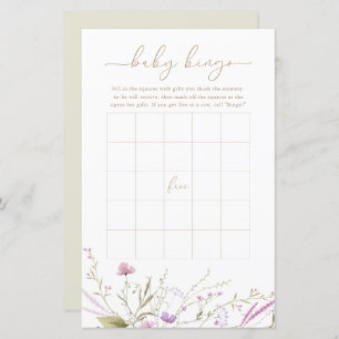 Wildflower Meadow Baby Bingo Game Card