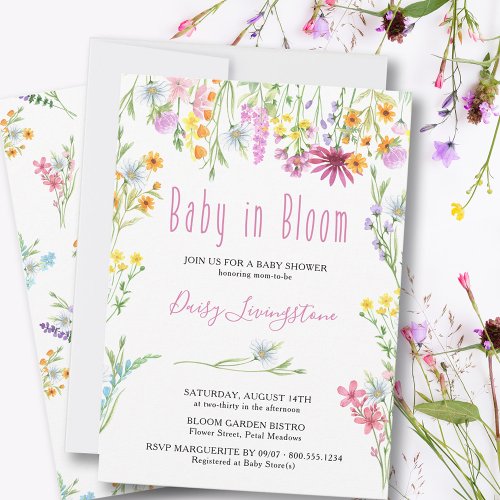 Wildflower Meadow Baby in Bloom Baby Shower Invitation