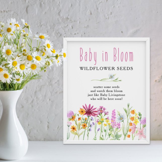 Wildflower Meadow Baby in Bloom Flower Seeds Favor Poster (Baby in Bloom baby shower sign from my Wildflower Meadow Collection - order printed copy or digital )