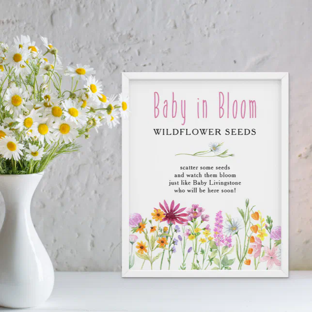 Wildflower Meadow Baby in Bloom Flower Seeds Favor Poster Zazzle