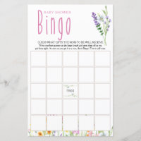 Wildflower Meadow Baby Shower Bingo Game