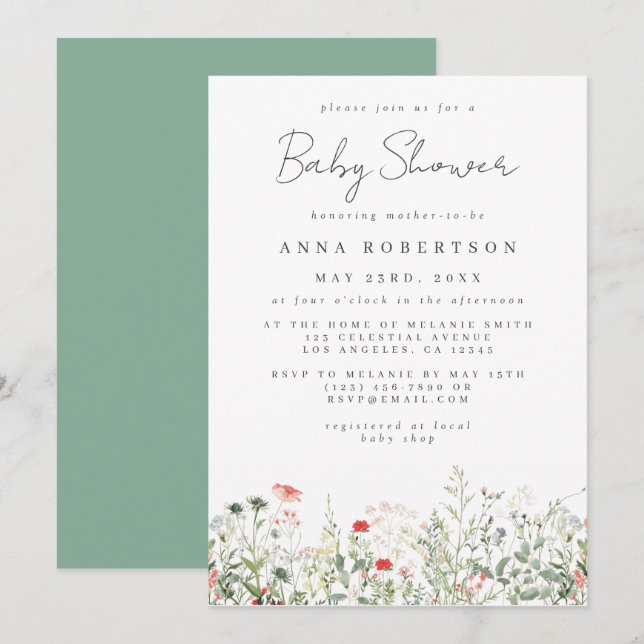 Wildflower Meadow Baby Shower Invitation (Front/Back)