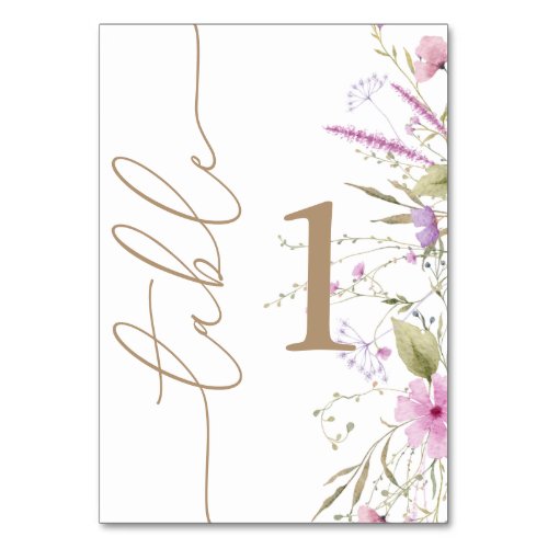 Wildflower Meadow Baby Shower Table Number