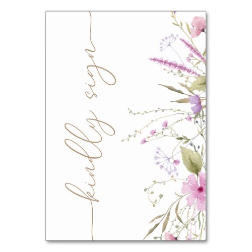 Wildflower Meadow Baby Shower Table Sign Table Number