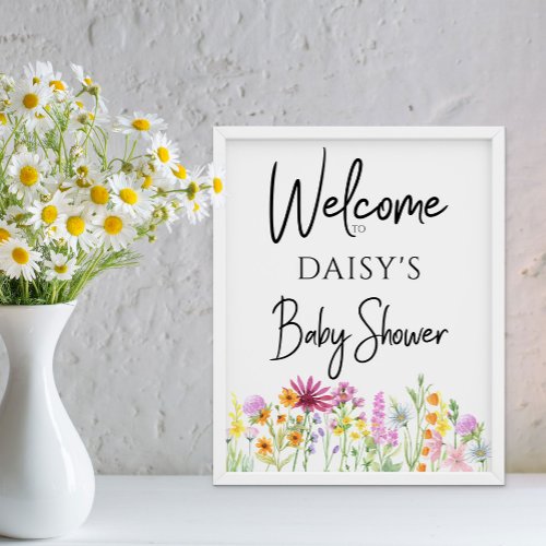 Wildflower Meadow Baby Shower Welcome Poster