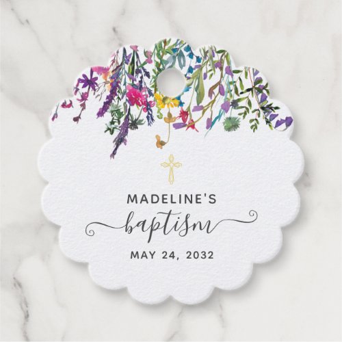 Wildflower Meadow Baptism Favor Tags