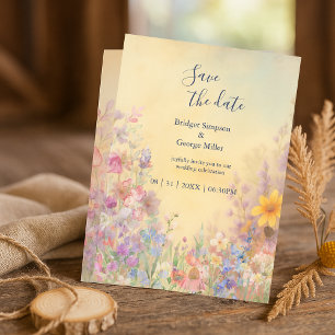 Wildflower Meadow Barn Wedding safe the date Invitation