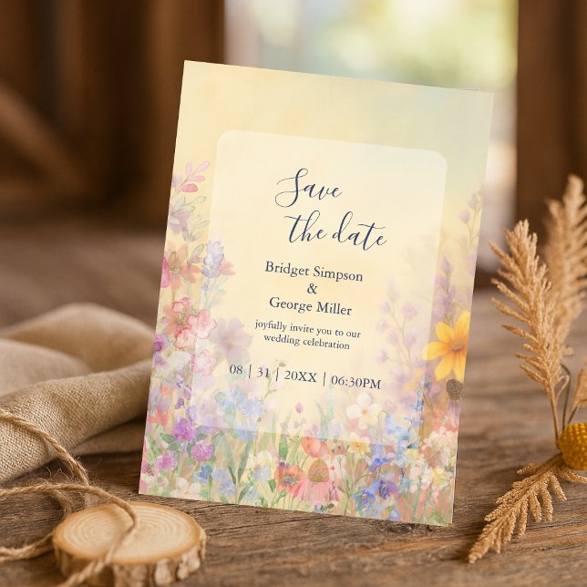 Wildflower Meadow Barn Wedding safe the date Invitation (Creator Uploaded)