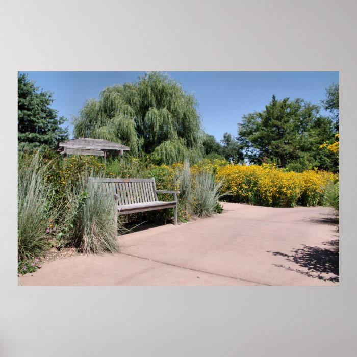 Wildflower Meadow Bench  Tree View Print