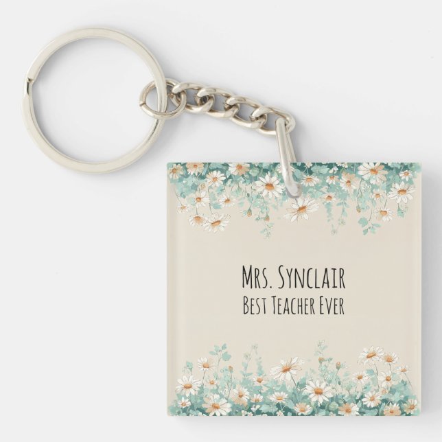Wildflower Meadow Best Teacher Ever Appreciation Keychain (Front)