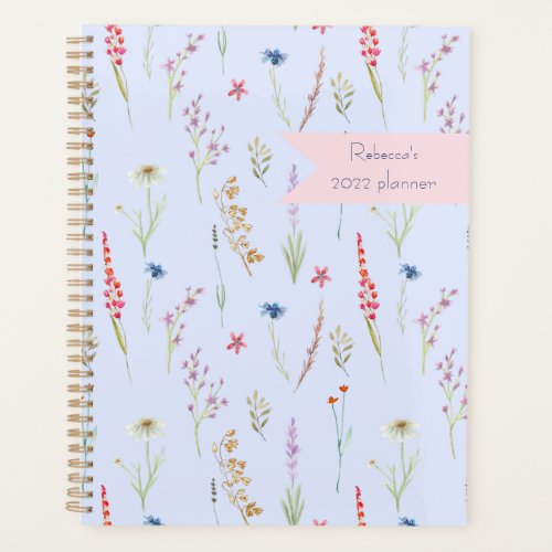 Wildflower Meadow Blue Personalized  Planner