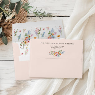 Wildflower Meadow Blush Wedding Return Address Envelope
