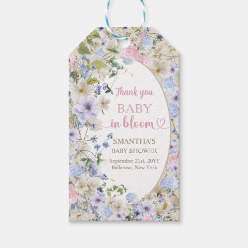 Wildflower Meadow boho Arch Elegant Floral Baby  Gift Tags
