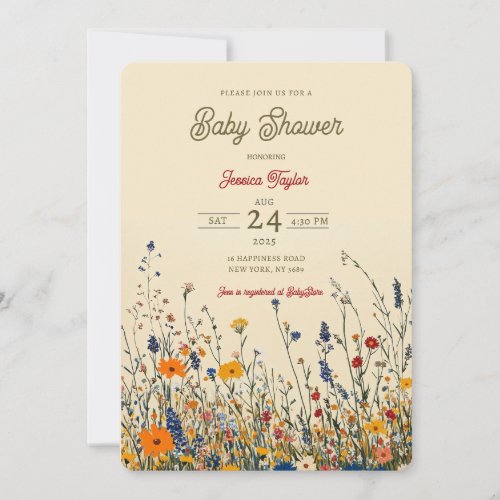 Wildflower Meadow Boho Baby Shower  Invitation