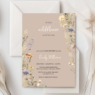 Wildflower meadow boho baby shower invitation