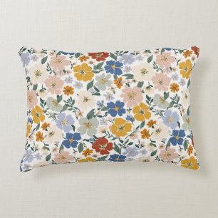 Wildflower Meadow Boho Pattern Accent Pillow