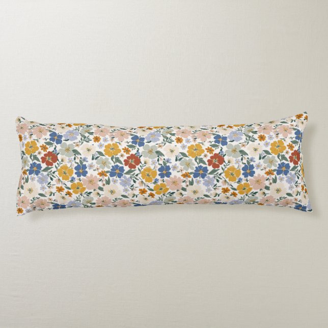 Wildflower Meadow Boho Pattern Body Pillow (Back)