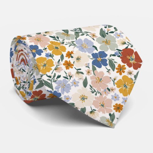 Wildflower Meadow Boho Pattern Neck Tie