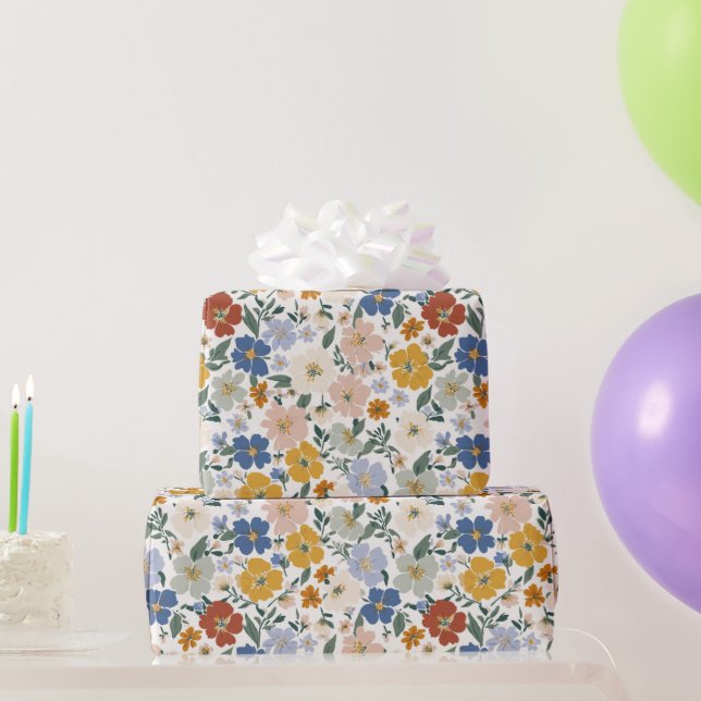 Wildflower Meadow Boho Pattern Wrapping Paper (Party Gifts)