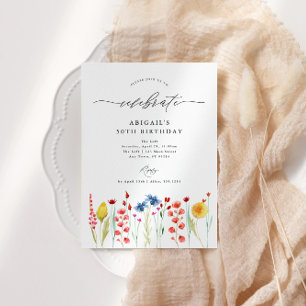 Wildflower Meadow Border Celebrate Birthday Invitation
