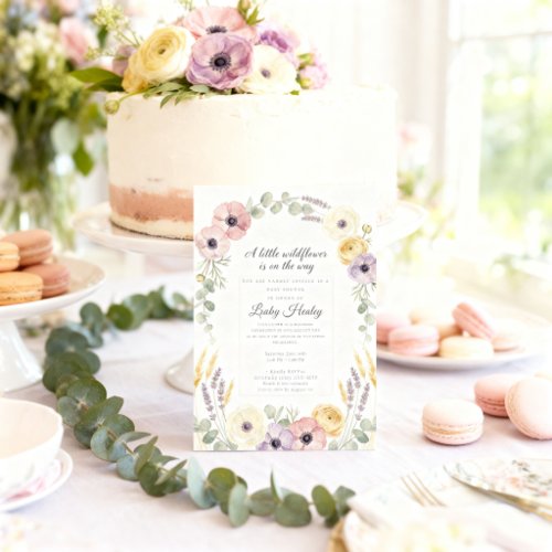 Wildflower Meadow Botanical Floral Baby Shower Invitation