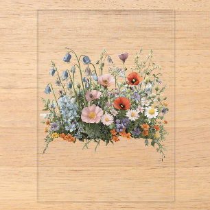 Wildflower meadow botanical garden flowers acrylic invitations