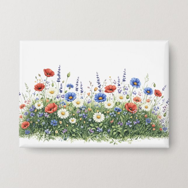 Wildflower meadow botanical garden flowers button (Front)