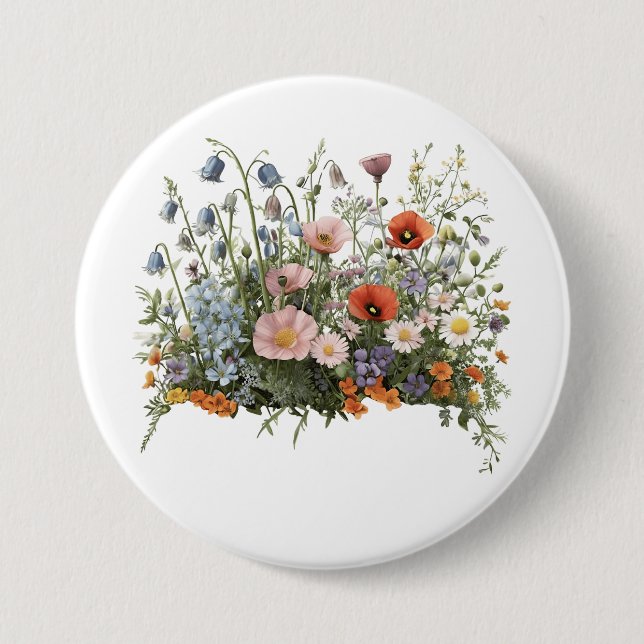 Wildflower meadow botanical garden flowers button (Front)
