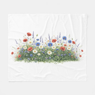 Wildflower meadow botanical garden flowers fleece blanket