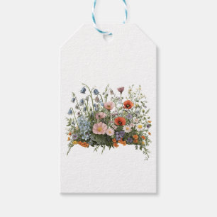 Wildflower meadow botanical garden flowers gift tags