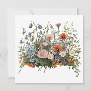 Wildflower meadow botanical garden flowers invitation