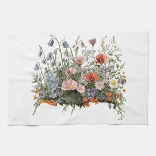 Wildflower meadow botanical garden flowers kitchen towel