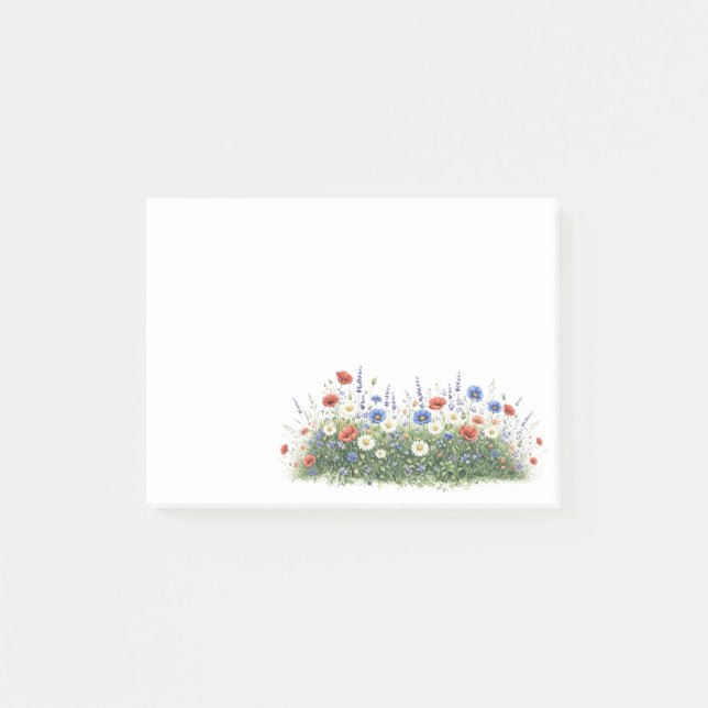 Wildflower meadow botanical garden flowers post-it notes (Front)