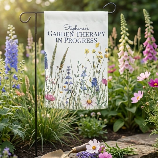 Wildflower Meadow Botanical Garden Therapy Art Flag (Wildflower botanical garden flag)