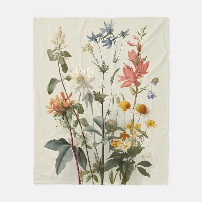 Wildflower Meadow Bouquet Fleece Blanket (Front)