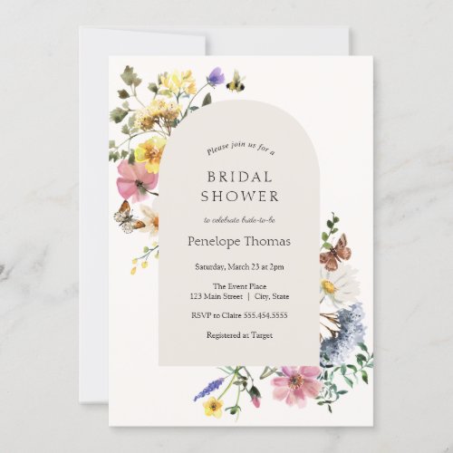 Wildflower Meadow Bridal Shower Arch Invitation